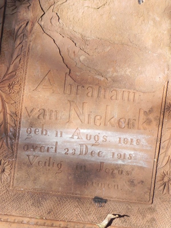 NIEKERK Abraham, van 1918-1918