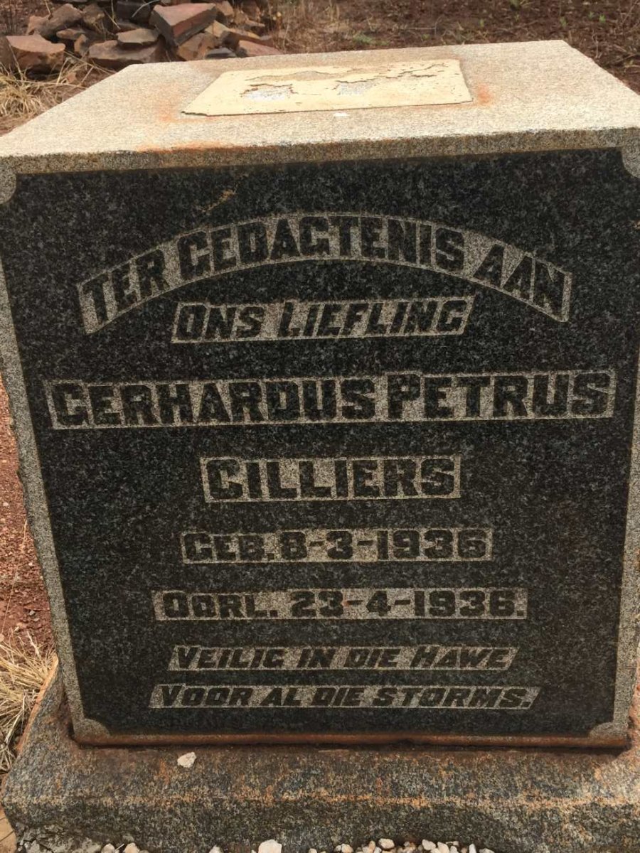 CILLIERS Gerhardus Petrus 1936-1938
