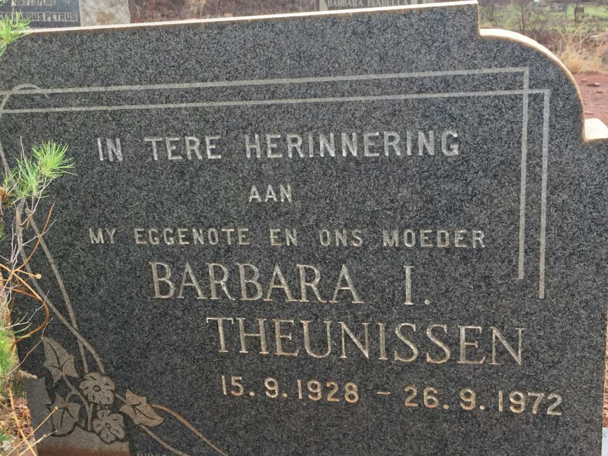 THEUNISSEN Barbara I. 1928-1972