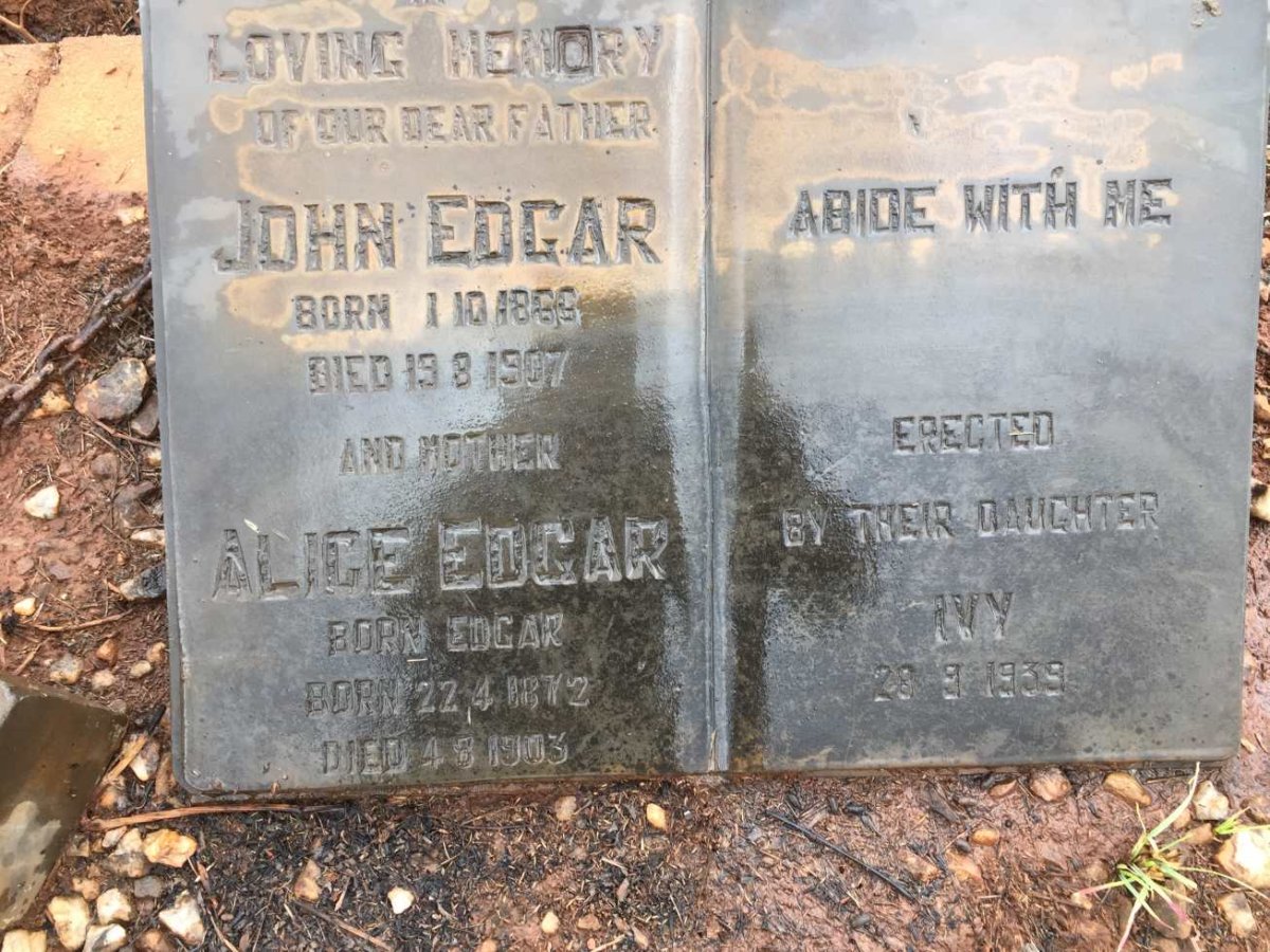 EDGAR John 1866-1907 &amp; Alice EDGAR 1872-1903