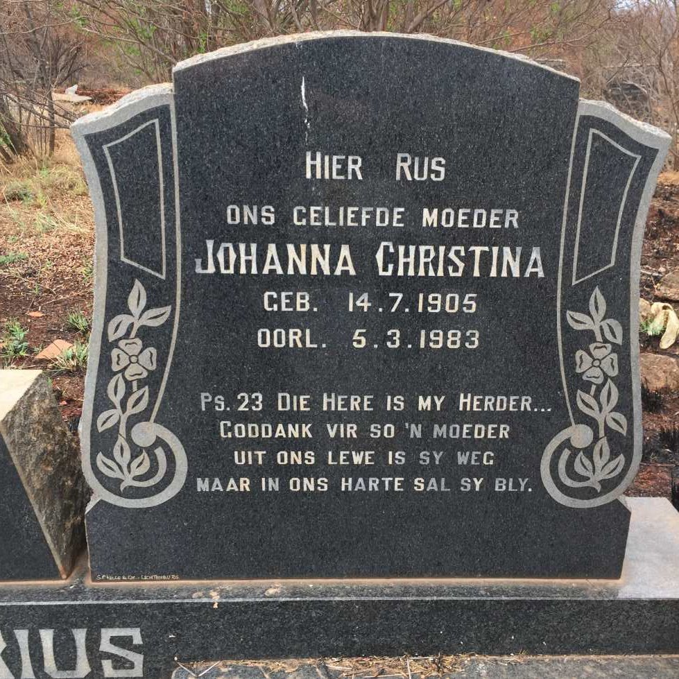 PRETORIUS Hendrik Christoffel 1905-1962 &amp; Johanna Christina 1905-1983