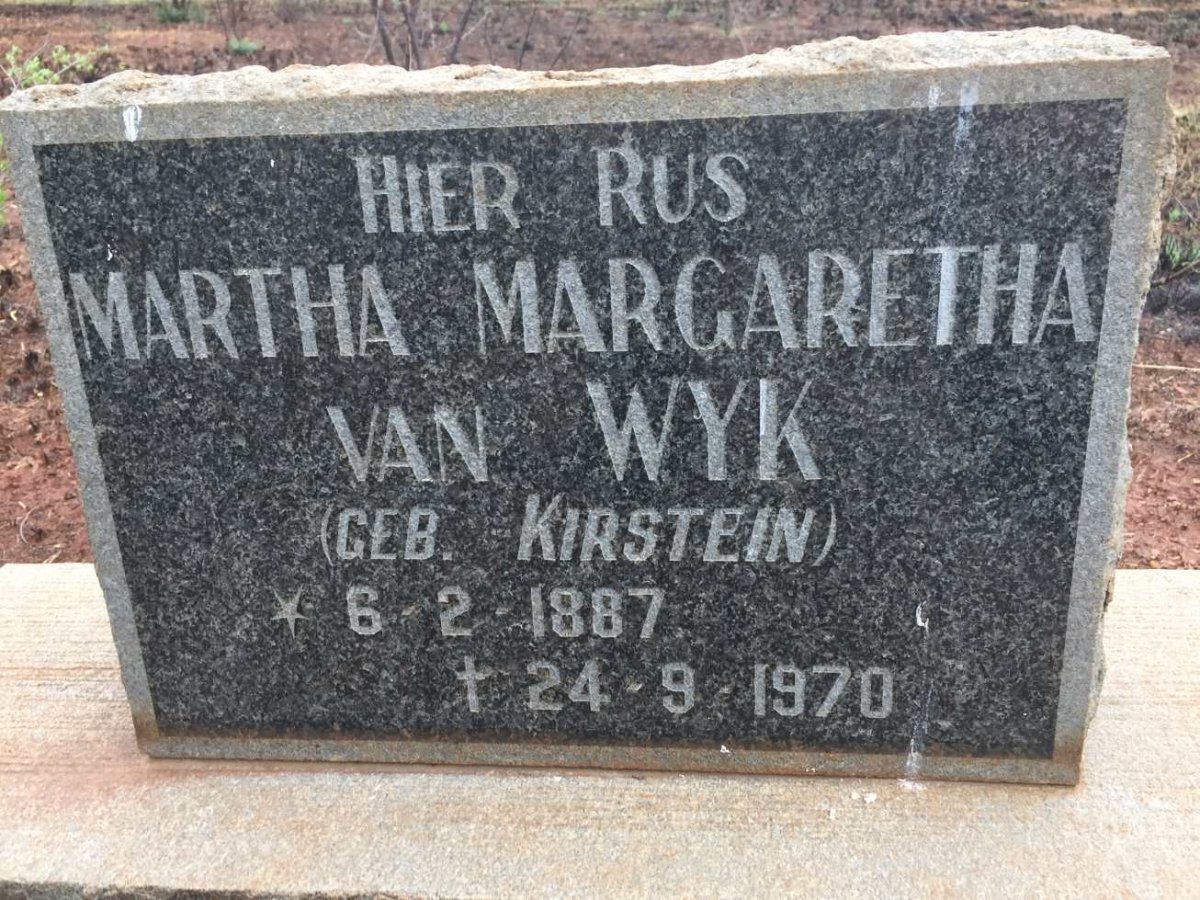 WYK Martha Margaretha, van nee KIRSTEIN 1887-1870