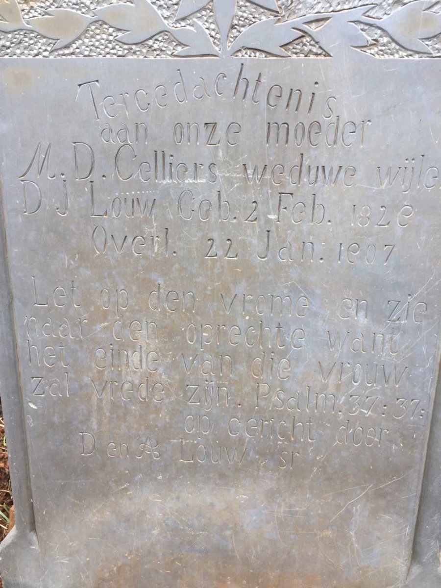 LOUW M.D., CELLIERS 1829-1907
