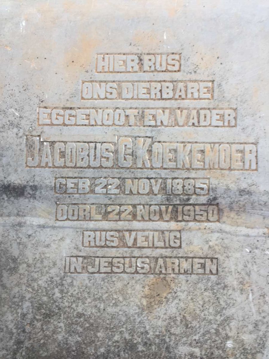 KOEKEMOER Jacobus G. 1885-1950