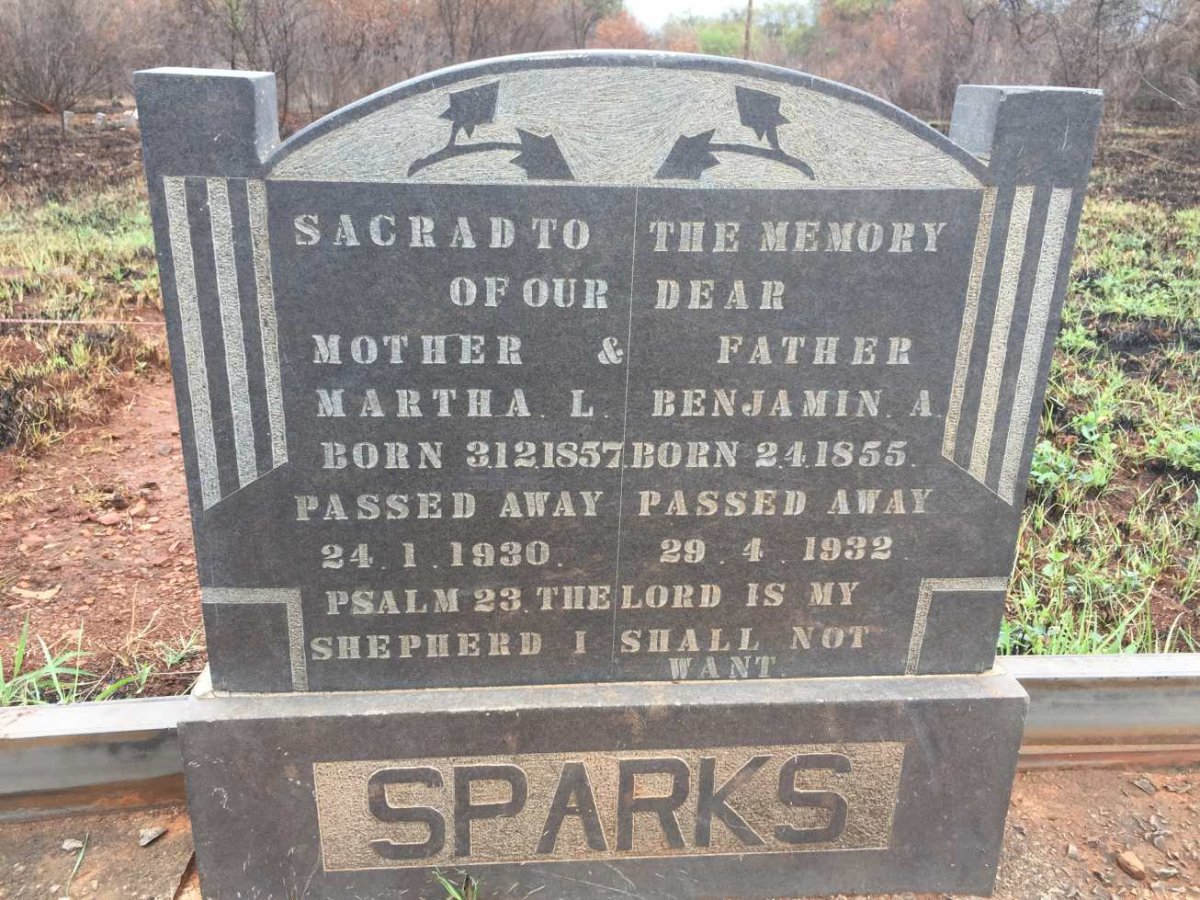 SPARKS Benjamin A. 1855-1932 &amp; Martha L. 1857-1930