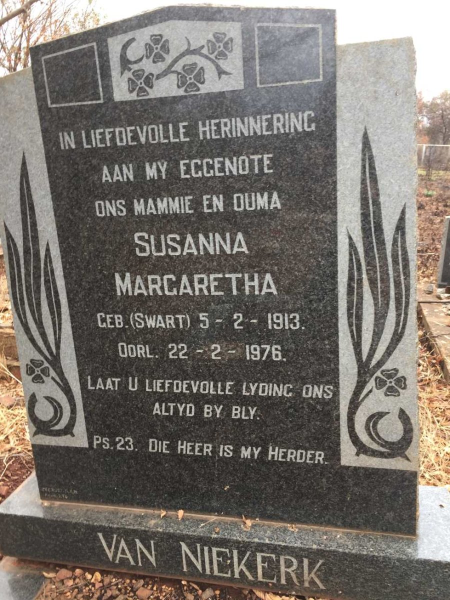 NIEKERK Susanna Margaretha, van nee SWART 1913-1976