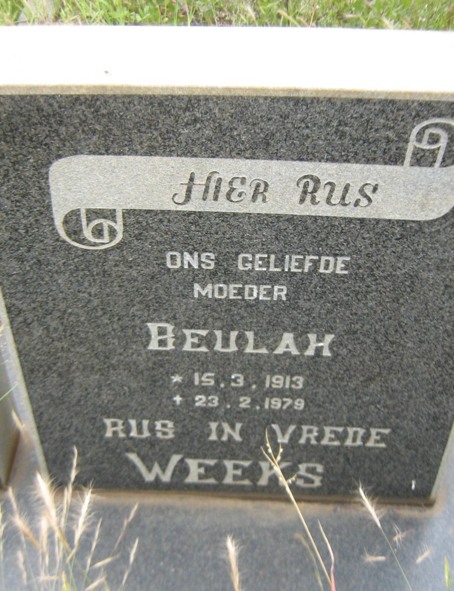 WEEKS Beulah 1913-1979