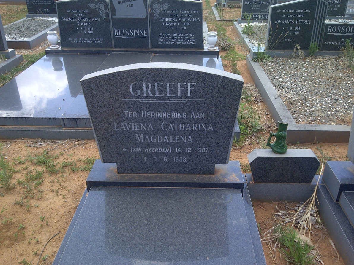 GREEFF Laviena Catharina Magdalena nee VAN HEERDEN 1907-1953