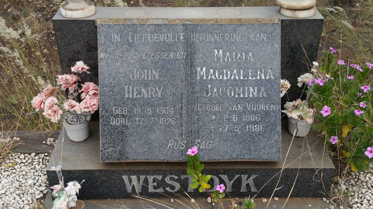 WESTDYK John Henry 1904-1976 &amp; Maria Magdalena Jacomina VAN VUUREN 1906-1981