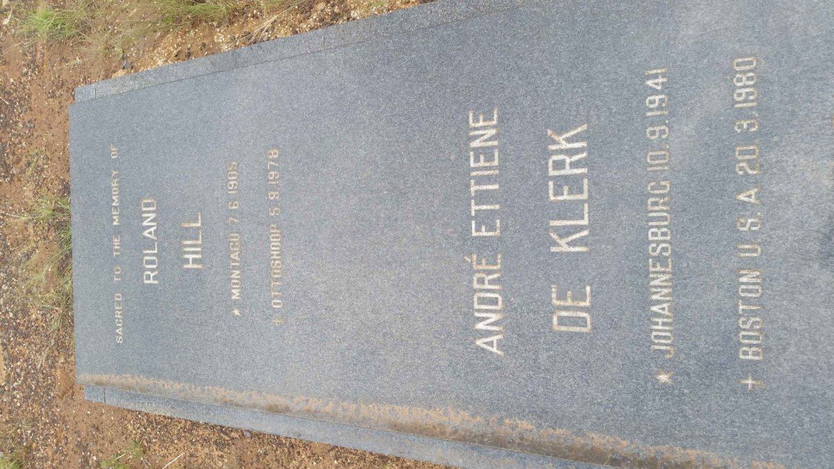 HILL Roland 1905-1978 :: DE KLERK André Ettiene 1941-1980