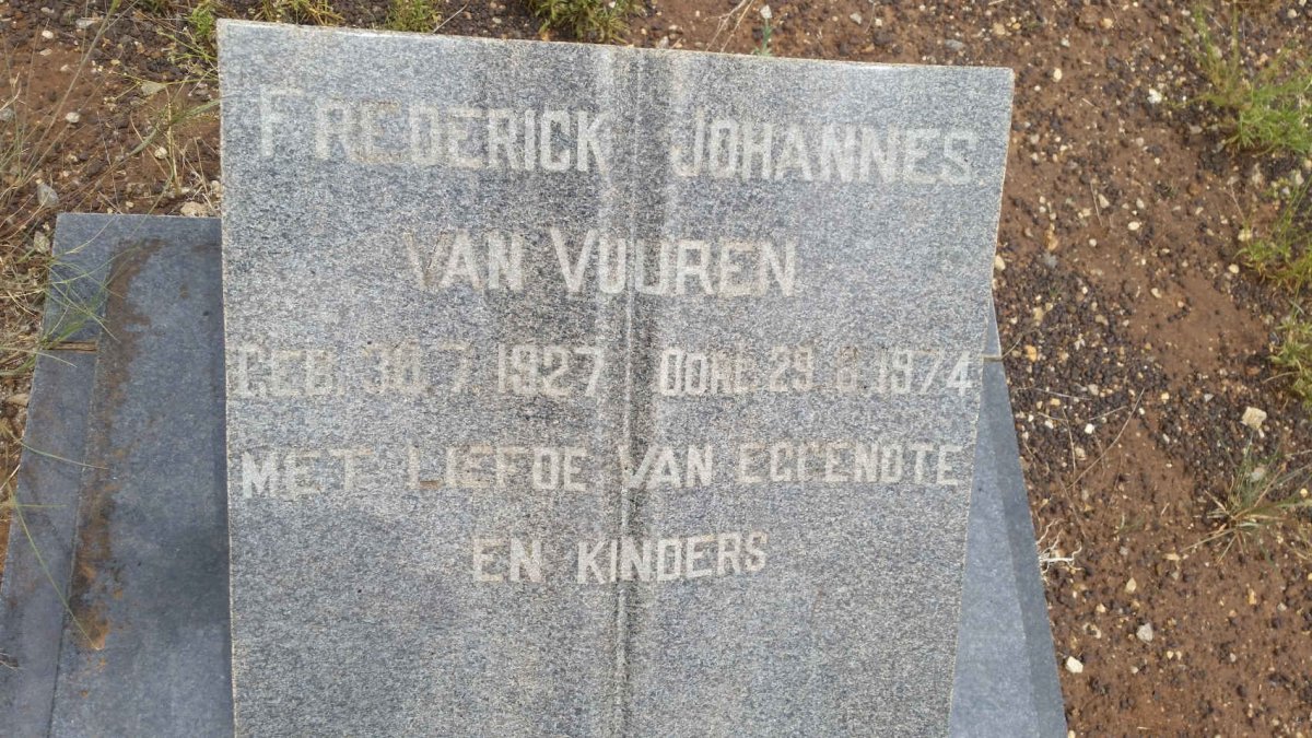 VUUREN Frederick Johannes, van 1927-1974