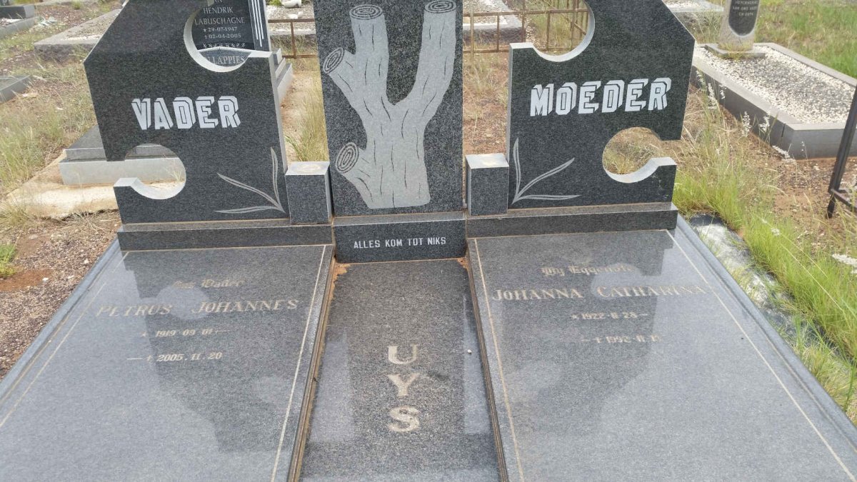 UYS Petrus Johannes 1919-2005 &amp; Johanna Catharina 1922-1992