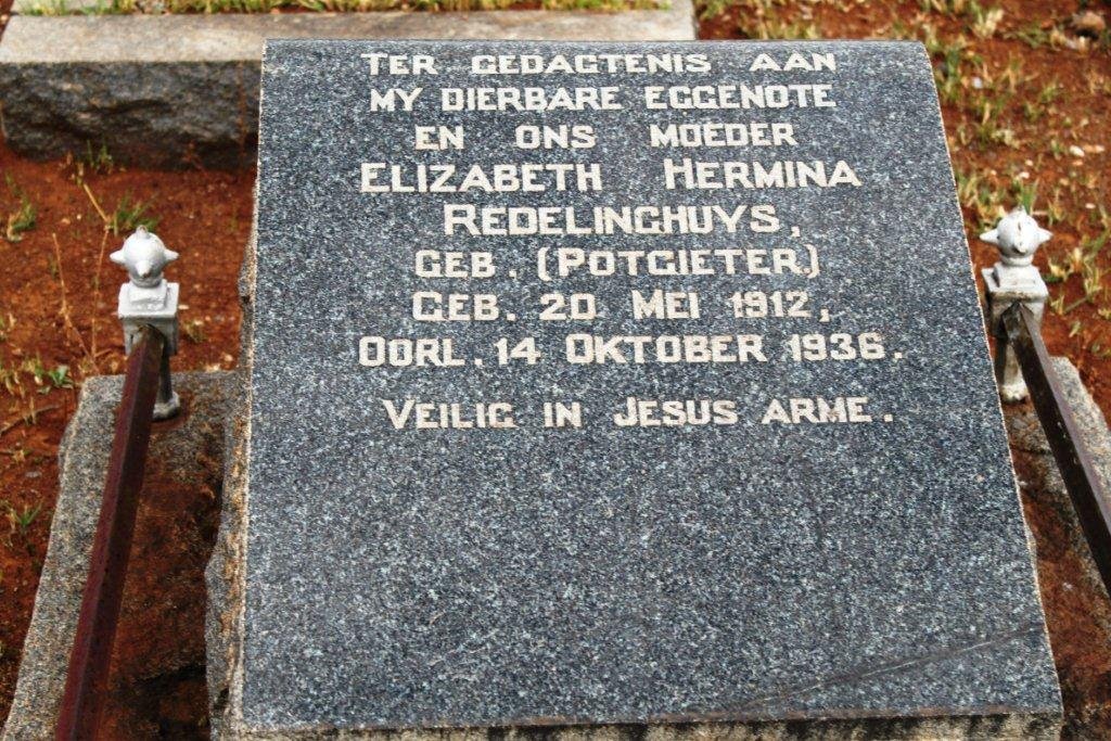 REDELINGHUYS Elizabeth Hermina nee POTGIETER 1912-1936
