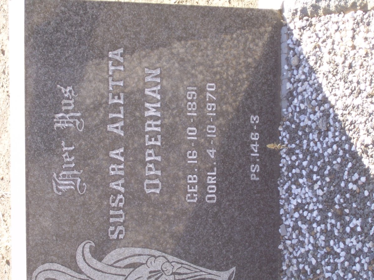 OPPERMAN Susara Aletta 1891-1970