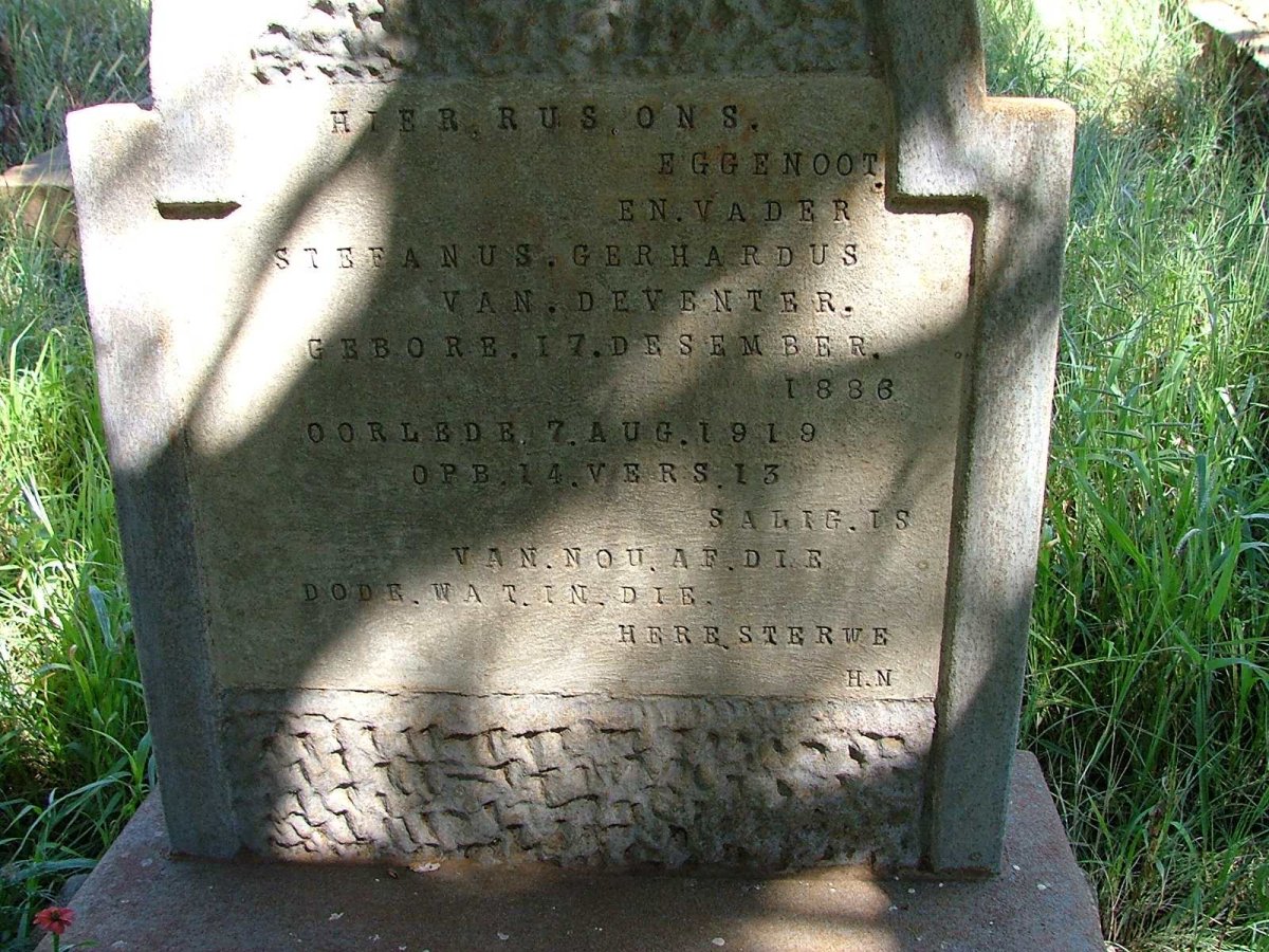 DEVENTER  Stefanus Gerhardus, van  1886-1919