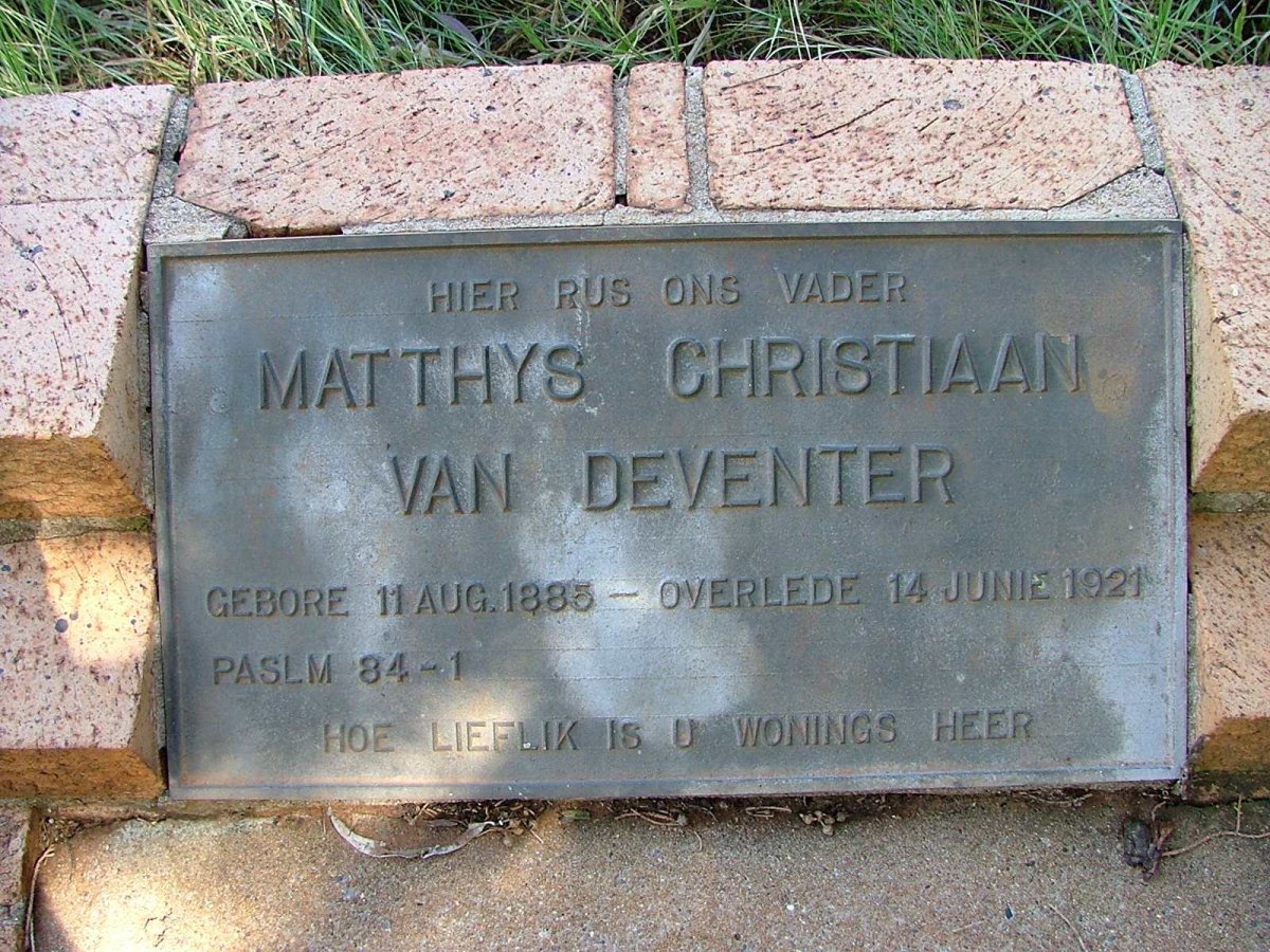 DEVENTER  Matthys Christiaan, van 1885-1921