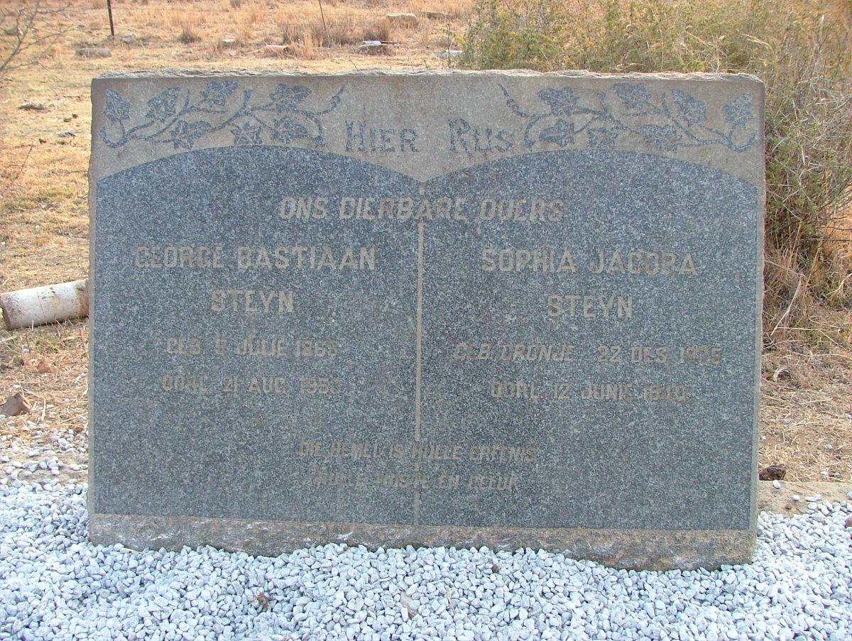 STEYN George Bastiaan 1865-1953 &amp; Sophia Jacoba CRONJE  1875-1940