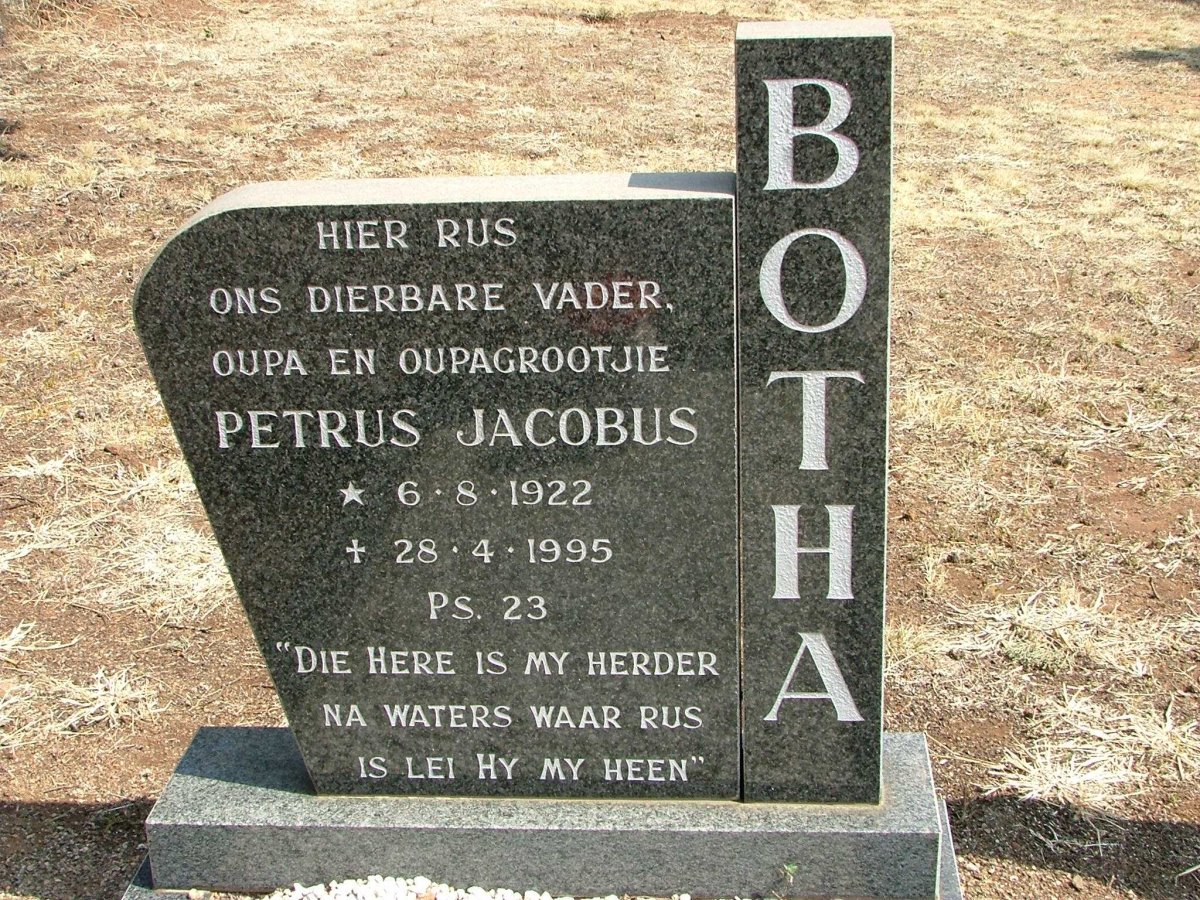 BOTHA Petrus Jacobus 1922-1995