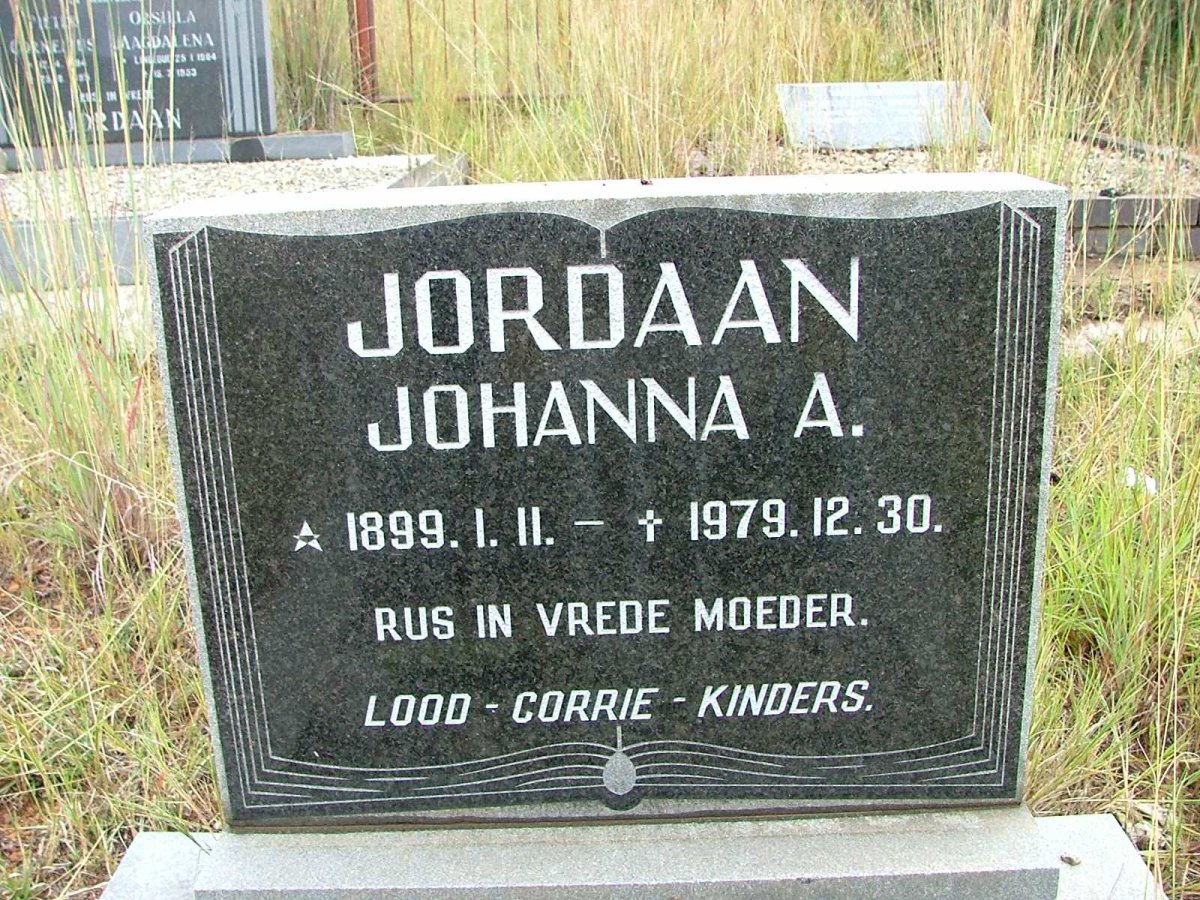 JORDAAN Johanna A. 1899-1979
