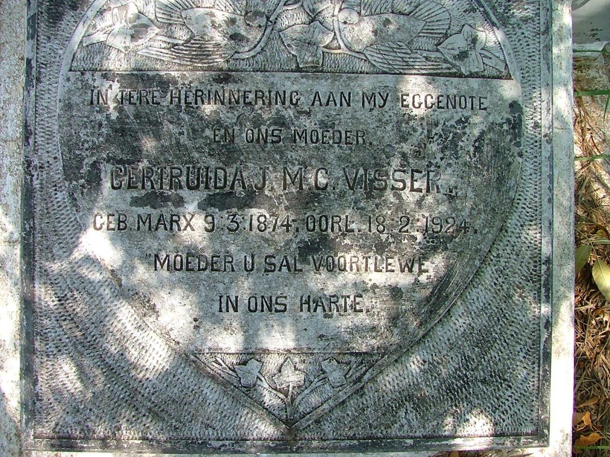 VISSER Gertruida J.M.C. nee MARX 1874-1924