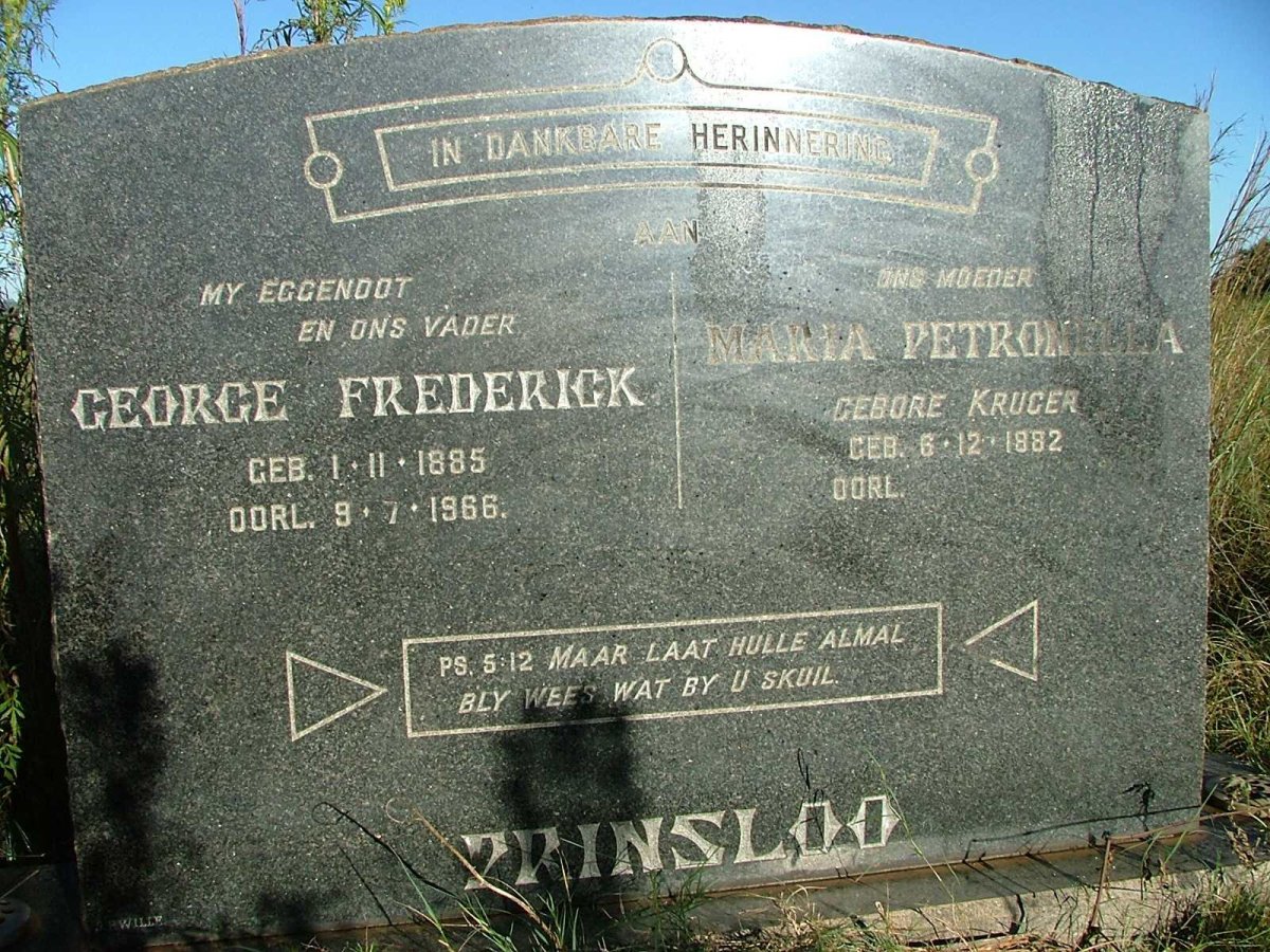 PRINSLOO George Frederik 1885-1966 &amp; Maria Petronella KRUGER 1882-