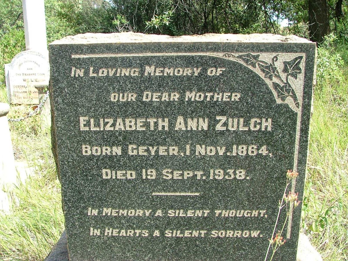 ZULCH Elizabeth Ann nee GEYER 1864-1938