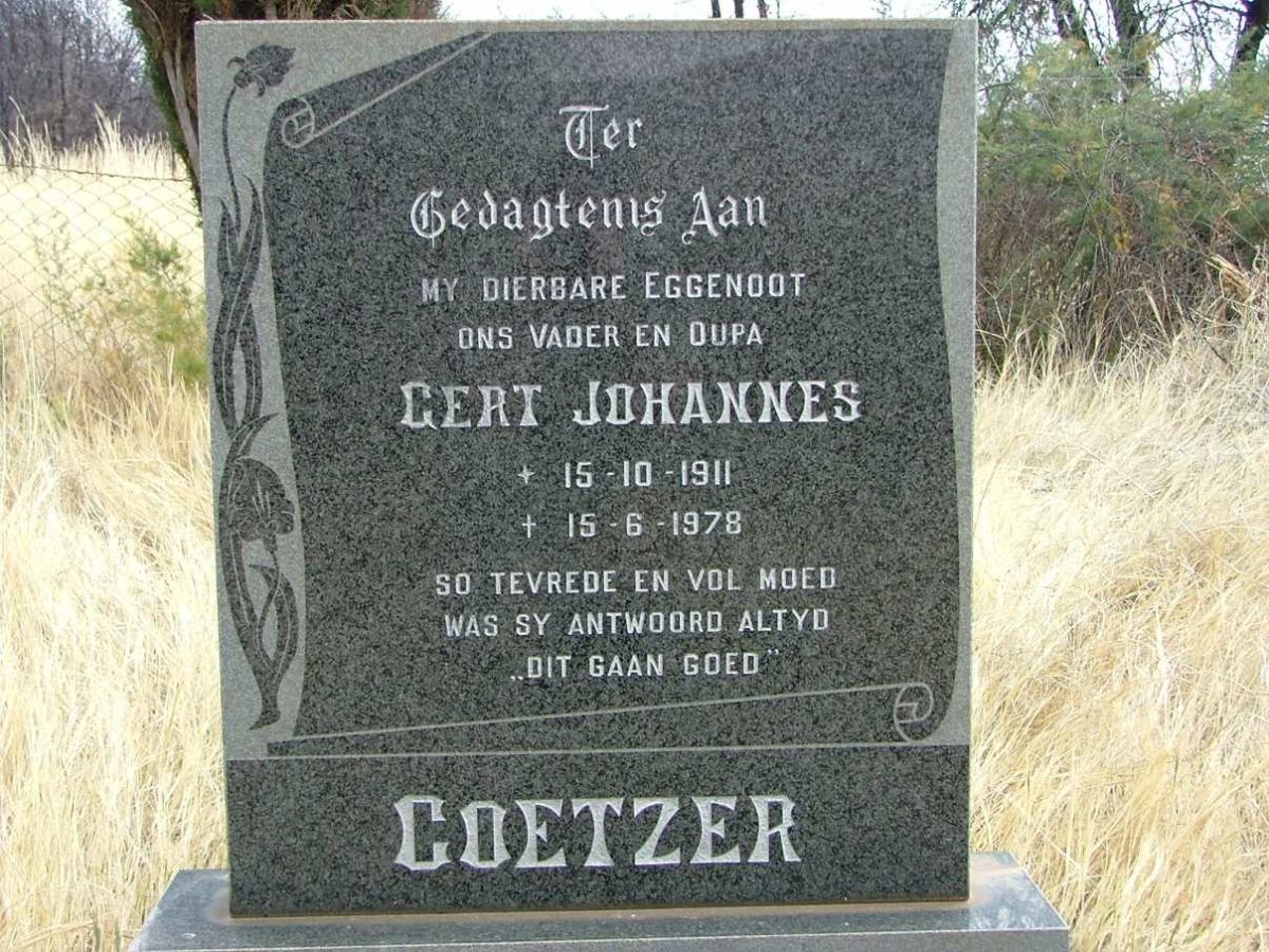 COETZER Gert Johannes 1911-1978