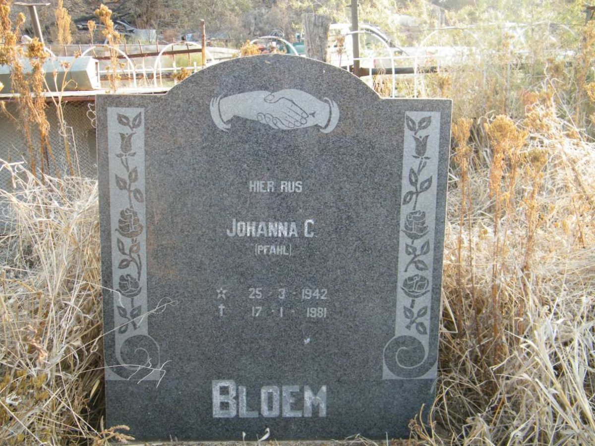 BLOEM Johanna C. nee PFAHL 1942-1991