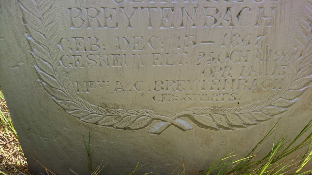 BREYTENBACH Frederick Gerhardus 1867-1900 &amp; A.C. SWARTS