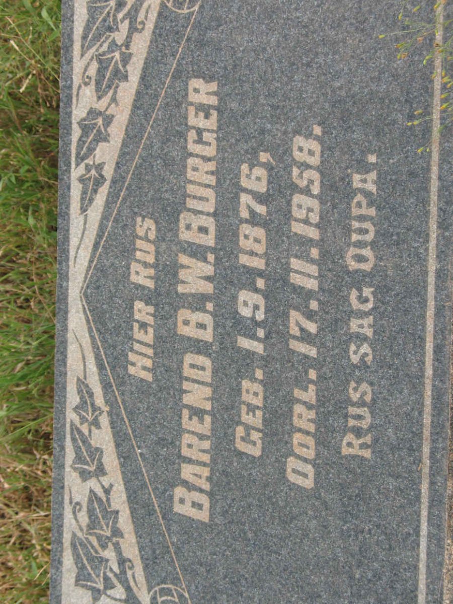 BURGER Barend B.W. 1876-1958