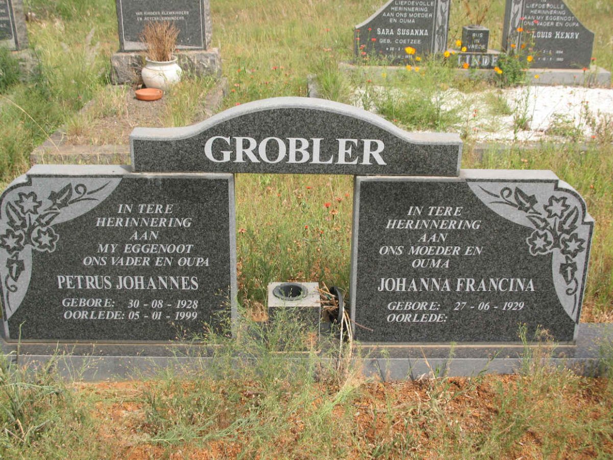 GROBLER Petrus Johannes 1928-1999 &amp; Johanna Francina 1929-