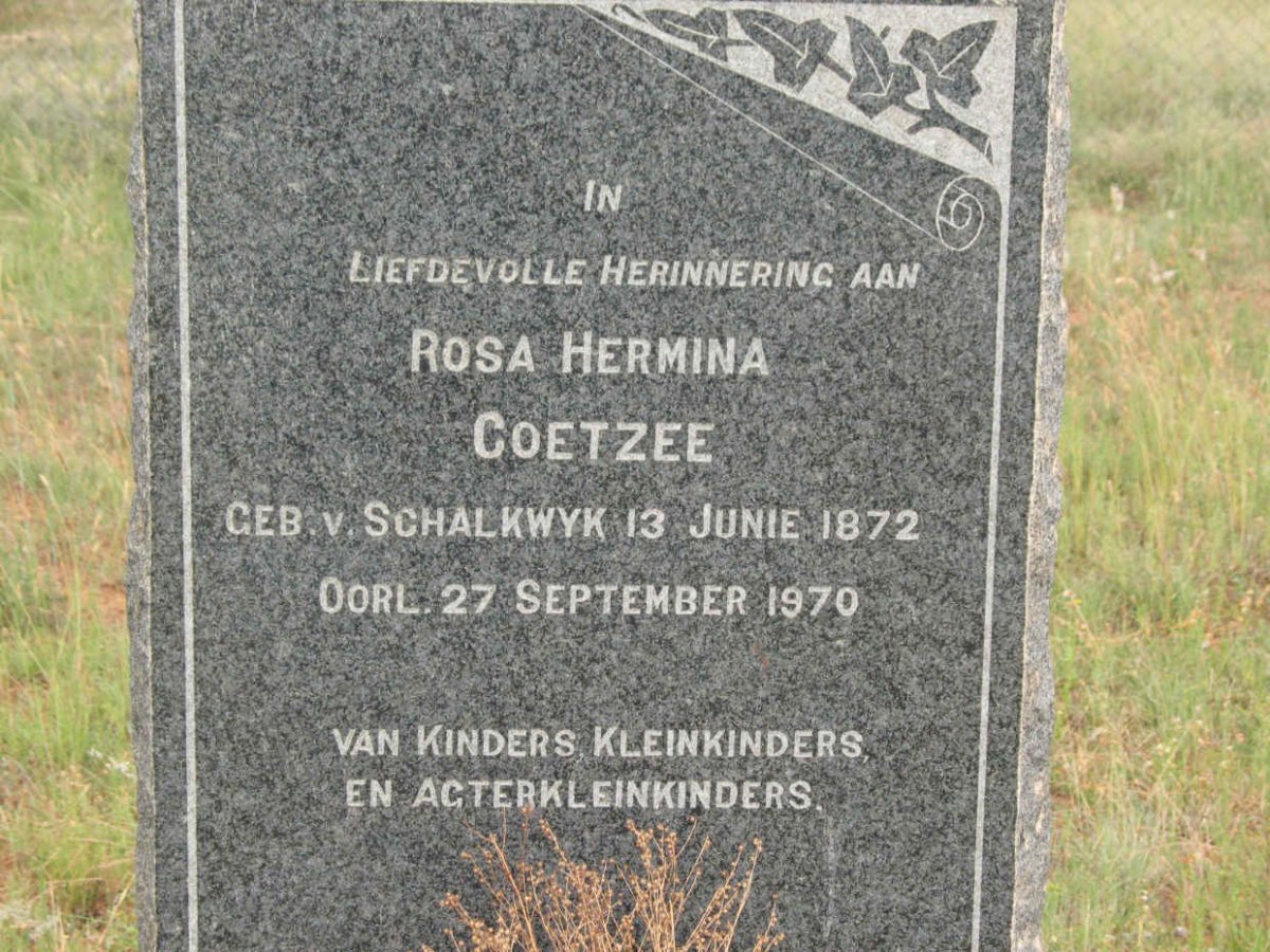 COETZEE Rosa Hermina nee v. SCHALKWYK 1872-1970