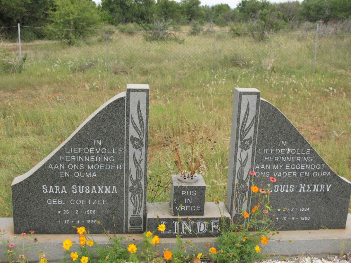LINDE Louis Henry 1894-1980 &amp; Sara Susanna COETZEE 1908-1996