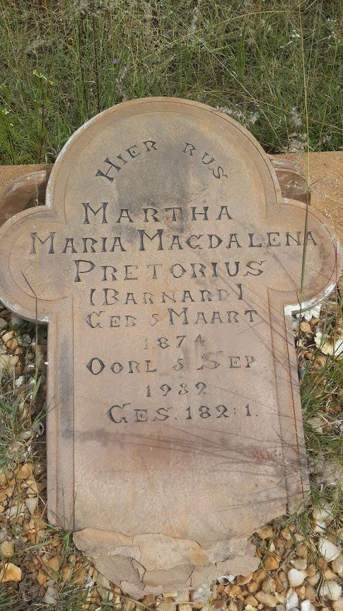 PRETORIUS Martha Maria Magdalena nee BARNARD 1874-1932