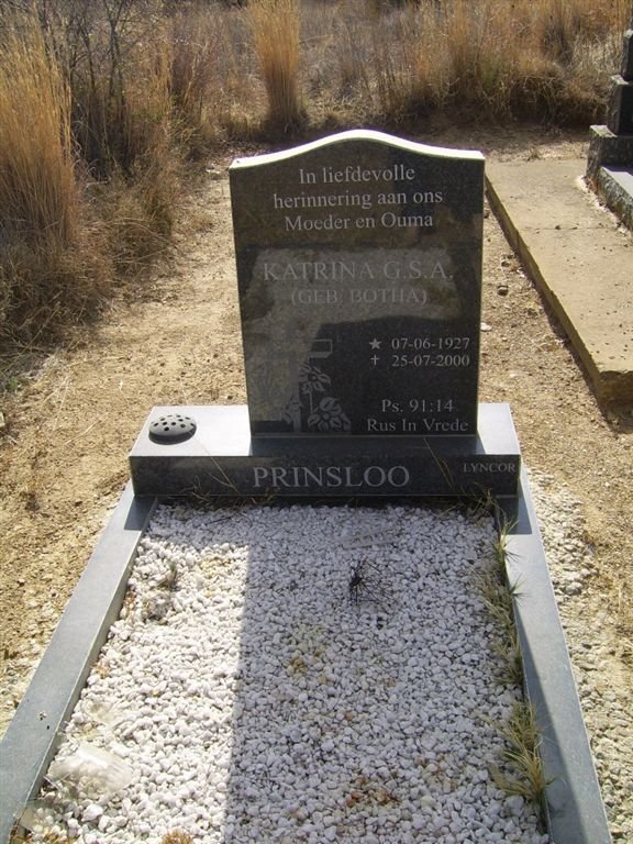 PRINSLOO Katrina G.S.A. nee BOTHA 1927-2000