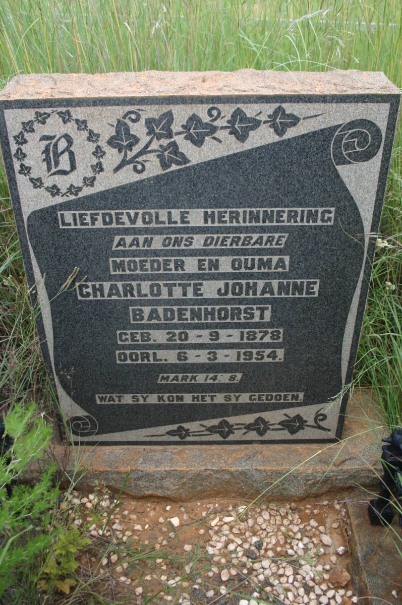 BADENHORST Charlotte Johanne 1878-1954