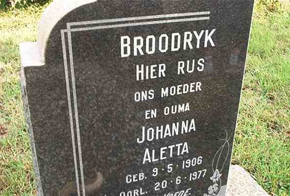 BROODRYK Johanna Aletta 1906-1977