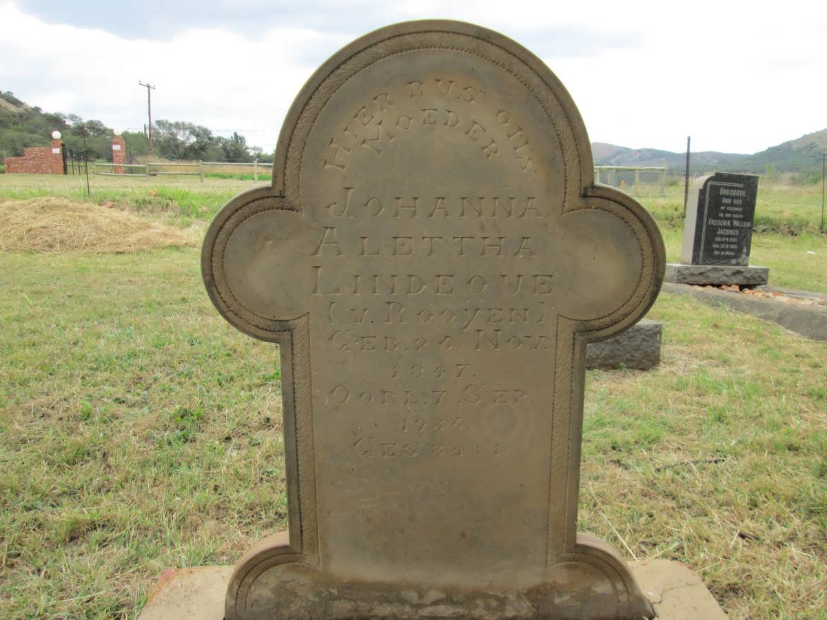 LINDEQUE Johanna Alettha nee V. ROOYEN 1847-1886