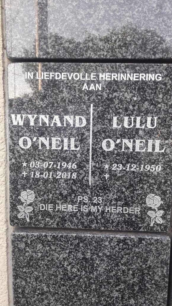 O'NEIL Wynand 1946-2018 &amp; Lulu 1950-