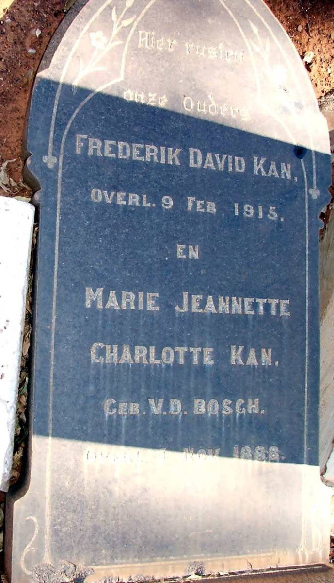 KAN Frederik David -1915 &amp; Marie Jeannette Charlotte V.D. BOSCH -1888