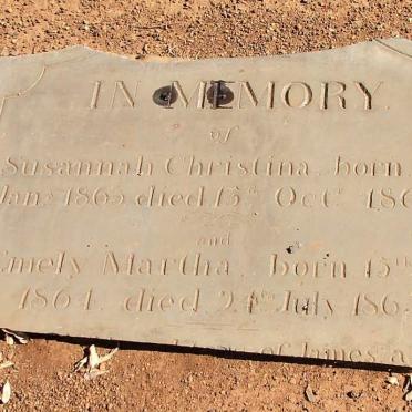 EVANS Susannah Christina 1863-1863 :: EVANS Emely Martha 1864-1865
