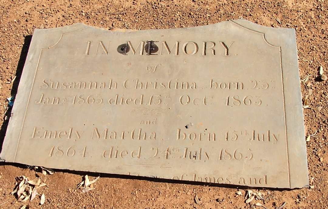 EVANS Susannah Christina 1863-1863 :: EVANS Emely Martha 1864-1865