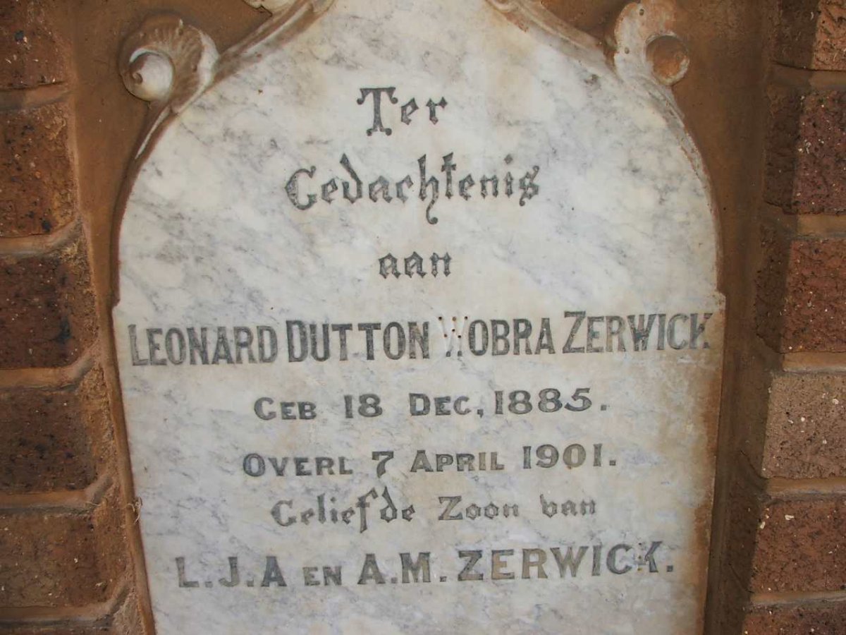 ZERWICK Leonard Dutton Wobra 1885-1901