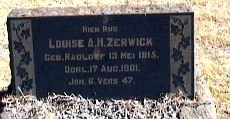 ZERWICK Louise A.H. nee RADLOFF 1815-1901