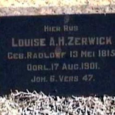 ZERWICK Louise A.H. nee RADLOFF 1815-1901