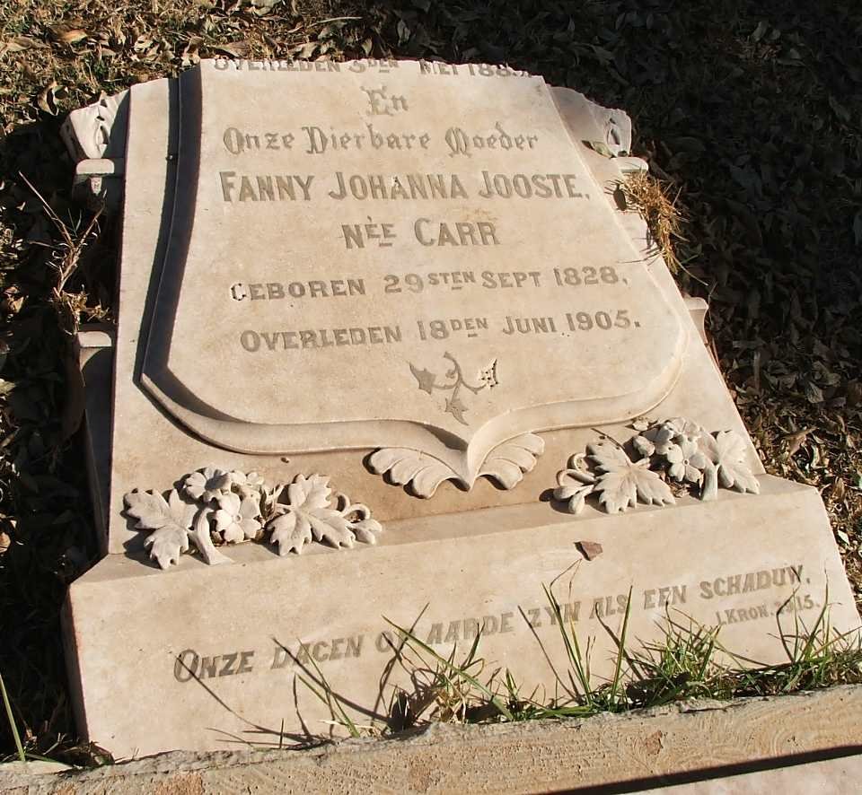 JOOSTE Fanny Johanna nee CARR 1828-1905