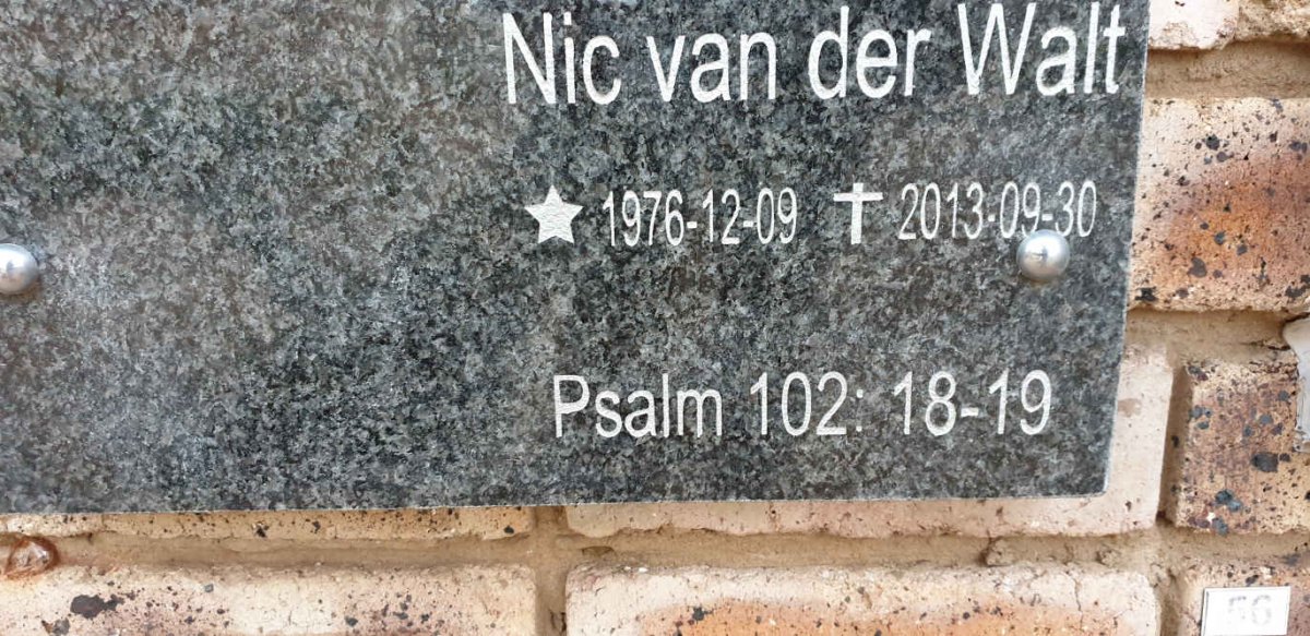 WALT Nic, van der 1976-2013