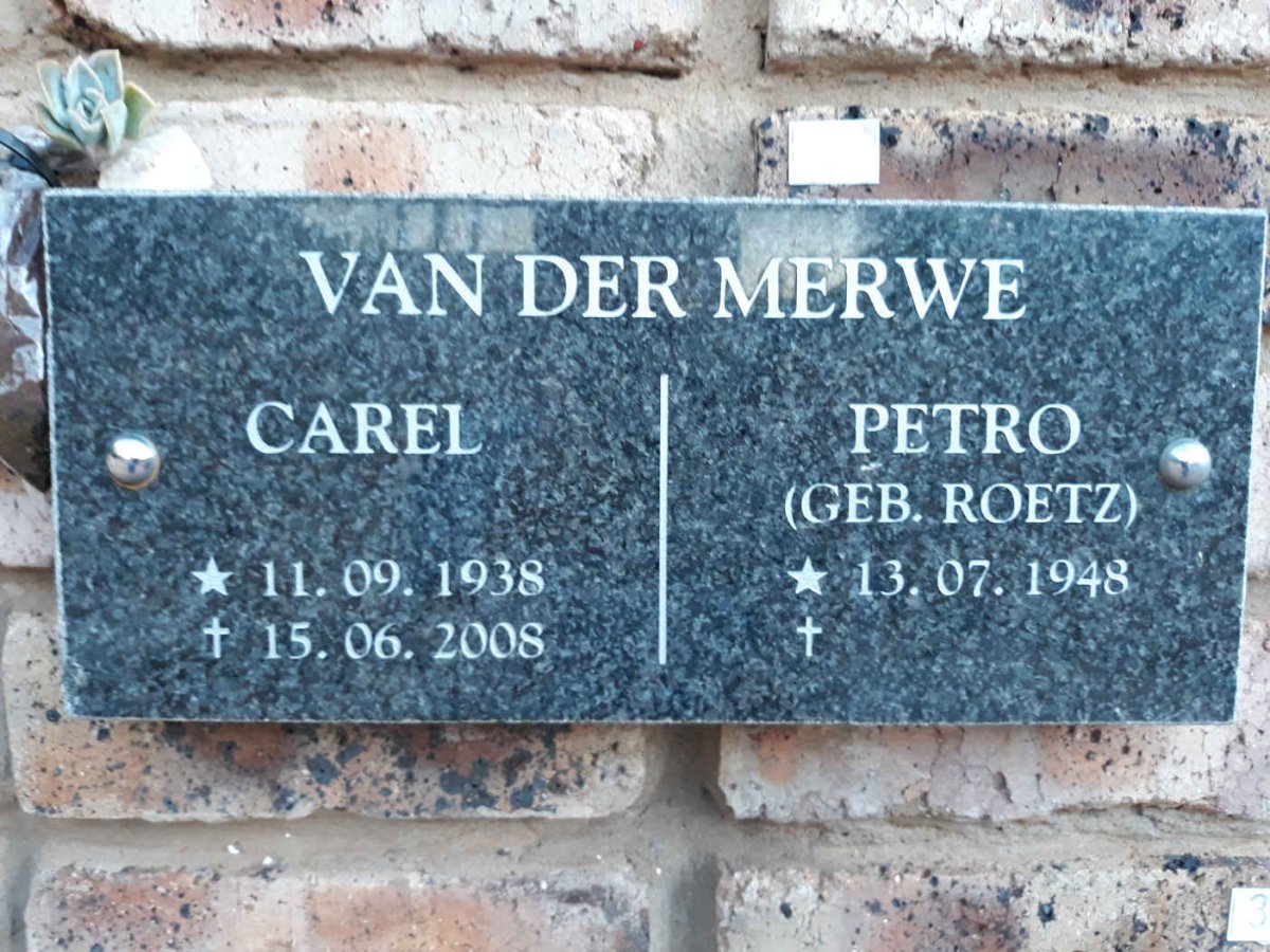 MERWE Carel, van der 1938-2008 &amp; Petro ROETZ 1948-