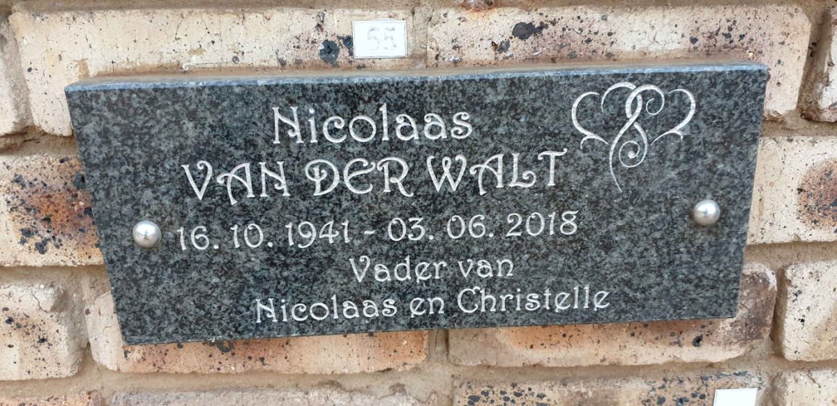 WALT Nicolaas, van der 1941-2018