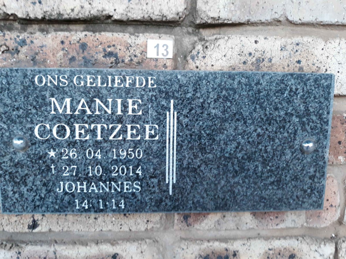 COETZEE Manie 1950-2014